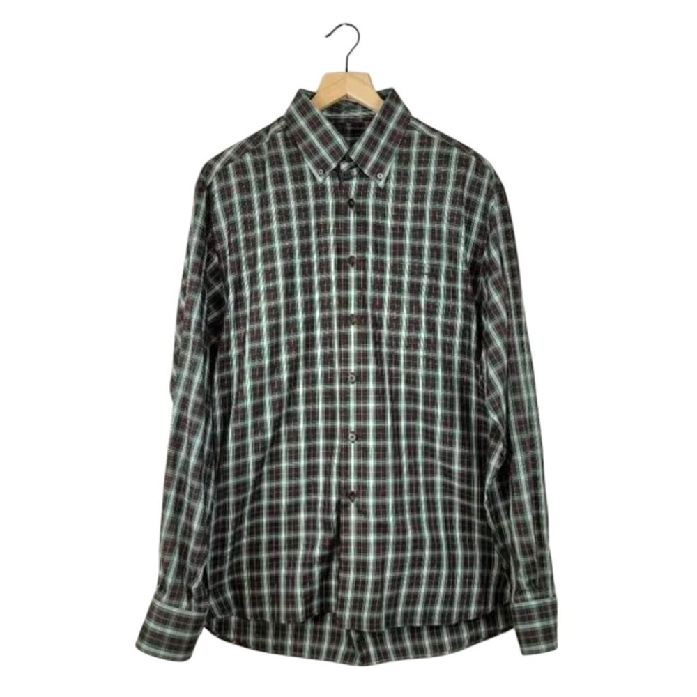 Ike Behar Long Sleeve Button Down Plaid Shirt - Men's Size L